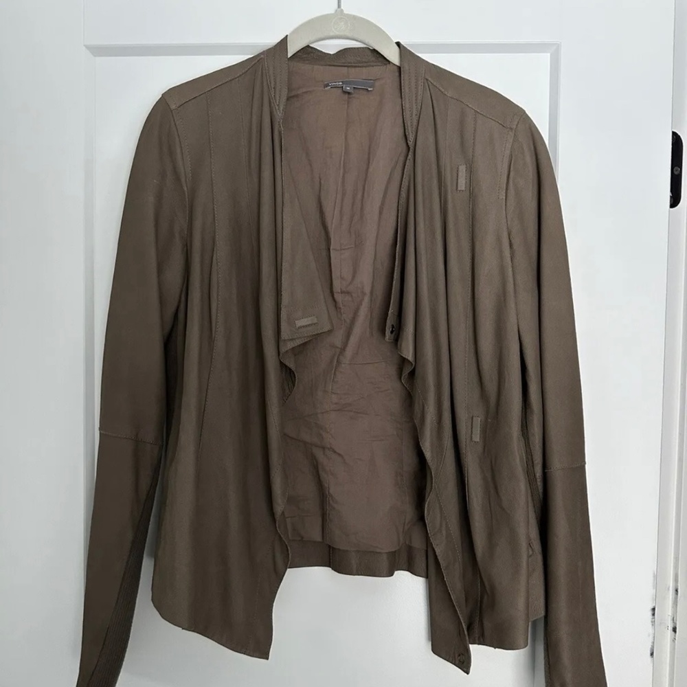 Vince Leather Scuba Jacket Taupe Size M
